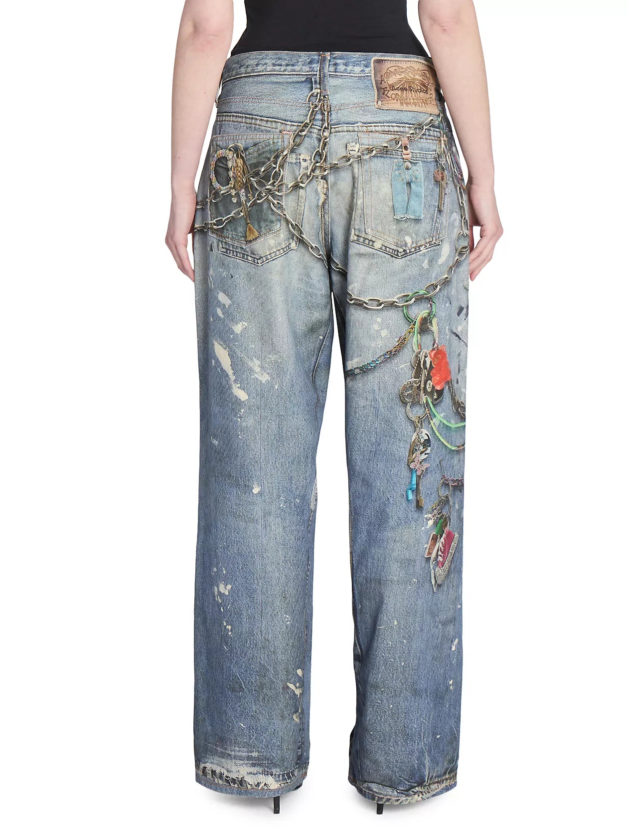 CHAINED PRINT DENIM JORTS