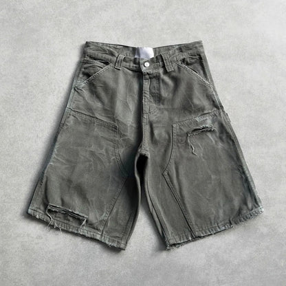 WASHED SUN-DYED DENIM JORTS