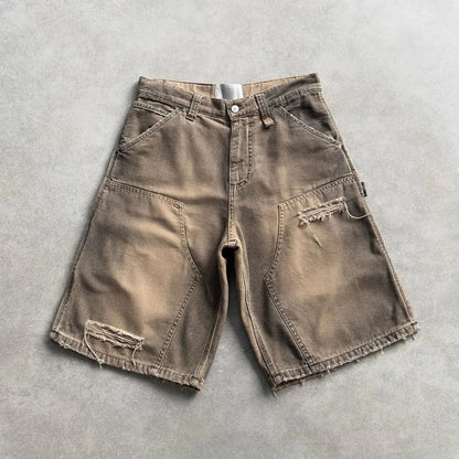 WASHED SUN-DYED DENIM JORTS