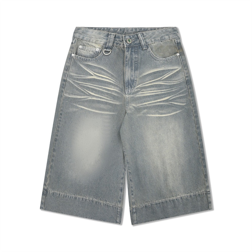 BLUE WASHED LONGLINED JORTS