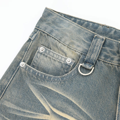 BLUE WASHED LONGLINED JORTS