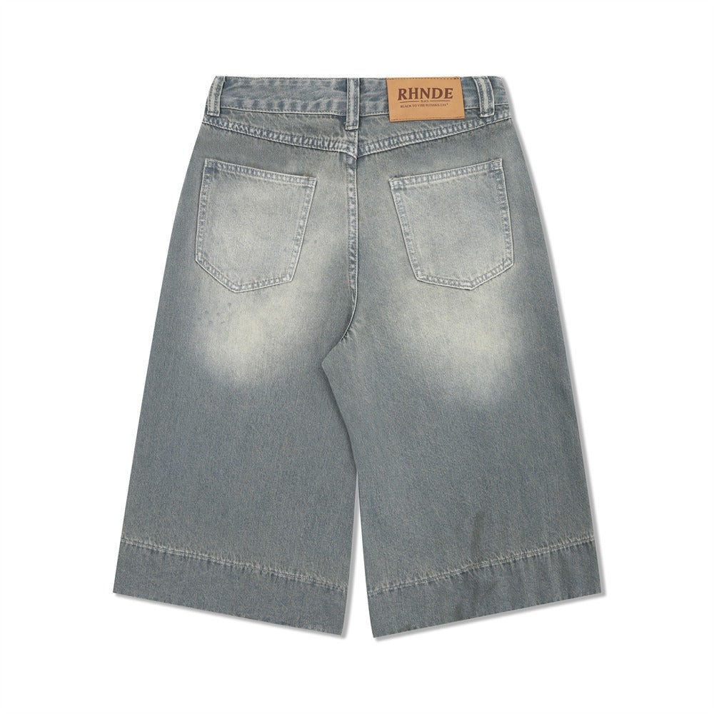 BLUE WASHED LONGLINED JORTS